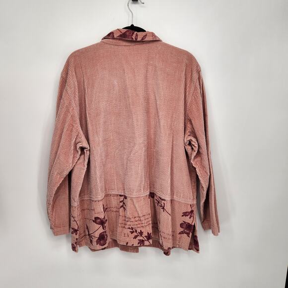 Vtg. Sweet Jessie Woman Mauve Corduroy Floral Button Down Shacket Jacket Plus 2X - Picture 9 of 9